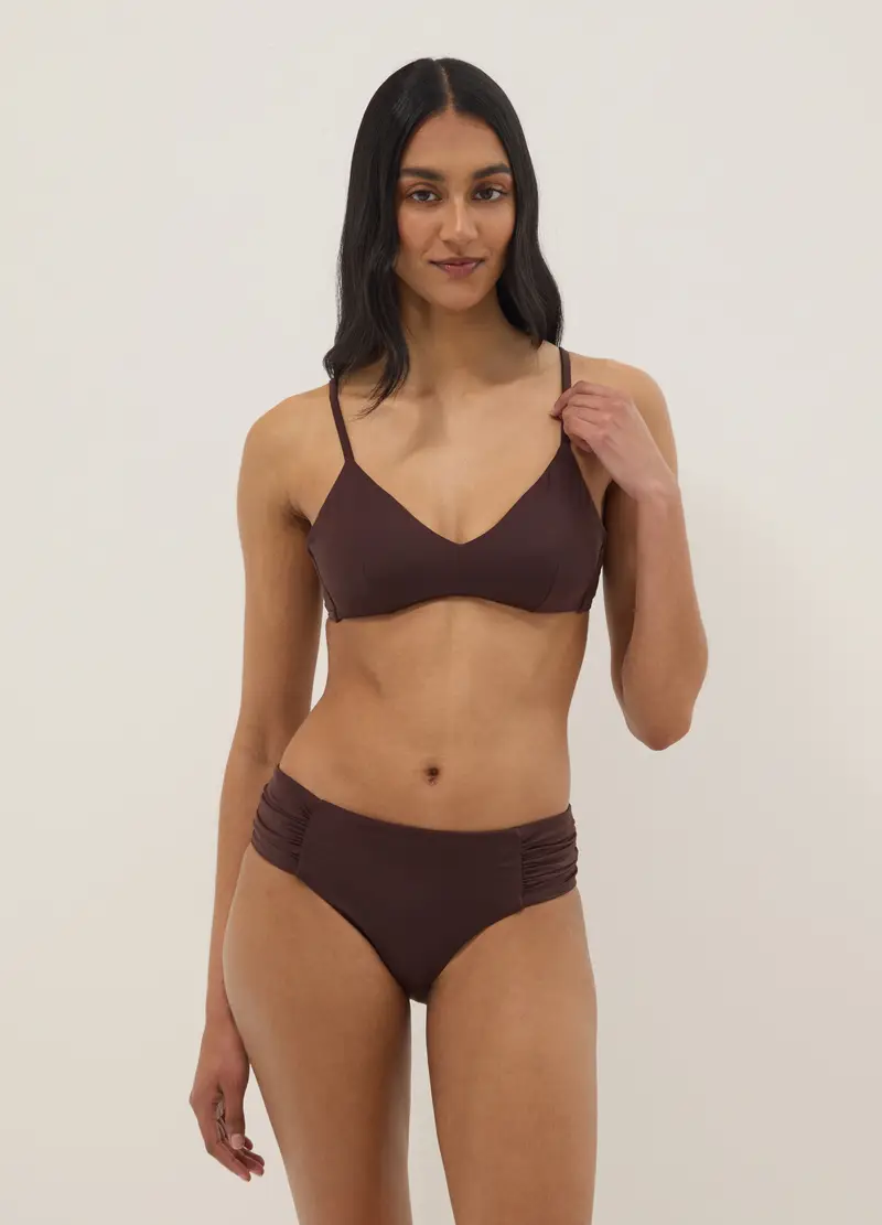 Top Bikini A Triangolo Marrone Con Imbottitura Removibile, Donna, Marrone miniatura 2