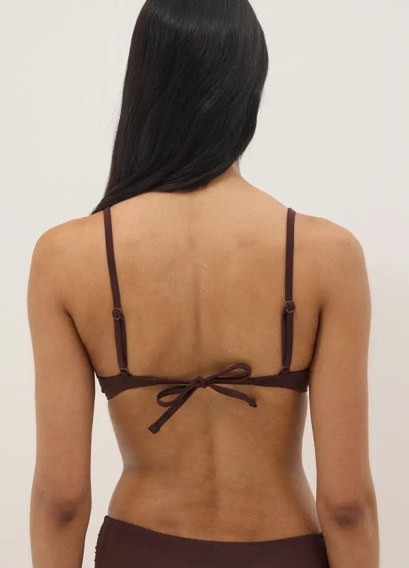 Top Bikini A Triangolo Marrone Con Imbottitura Removibile, Donna, Marrone miniatura 3