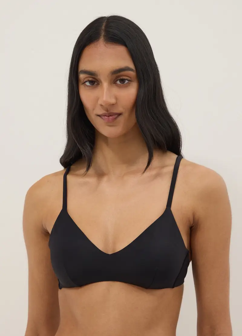 Top Bikini A Triangolo Nero Con Imbottitura Removibile, Donna, Nero