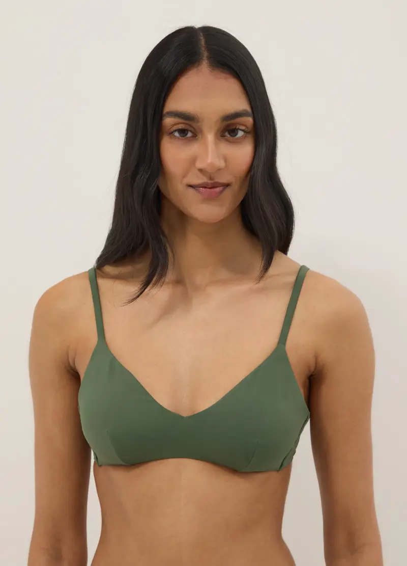 Top Bikini A Triangolo Verde Con Imbottitura Removibile, Donna, Verde