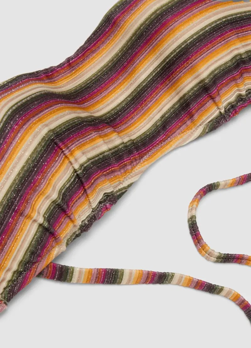 Top Bikini Bralette In Tessuto Elasticizzato A Righe Multicolor, Donna, Multicolor miniatura 2