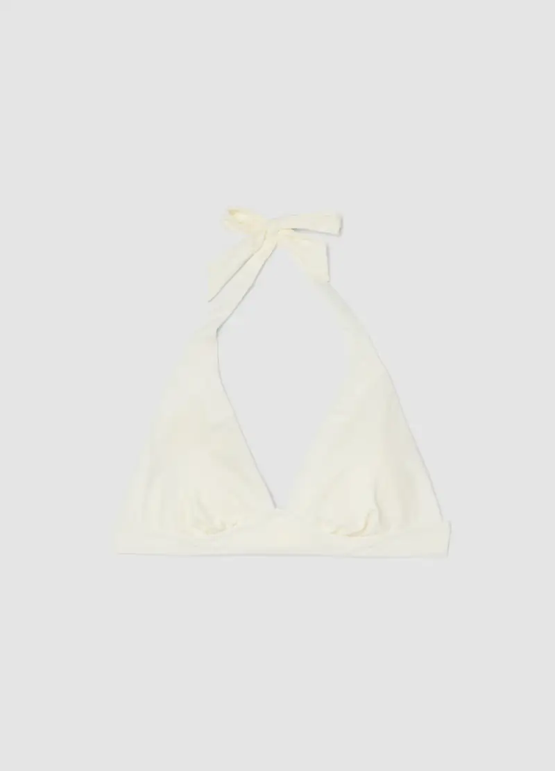 Top Bikini Elasticizzato Bianco A Triangolo, Donna, Bianco