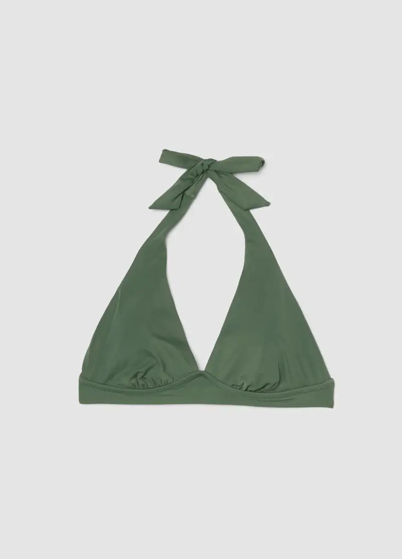 Top Bikini Elasticizzato Verde A Triangolo, Donna, Verde