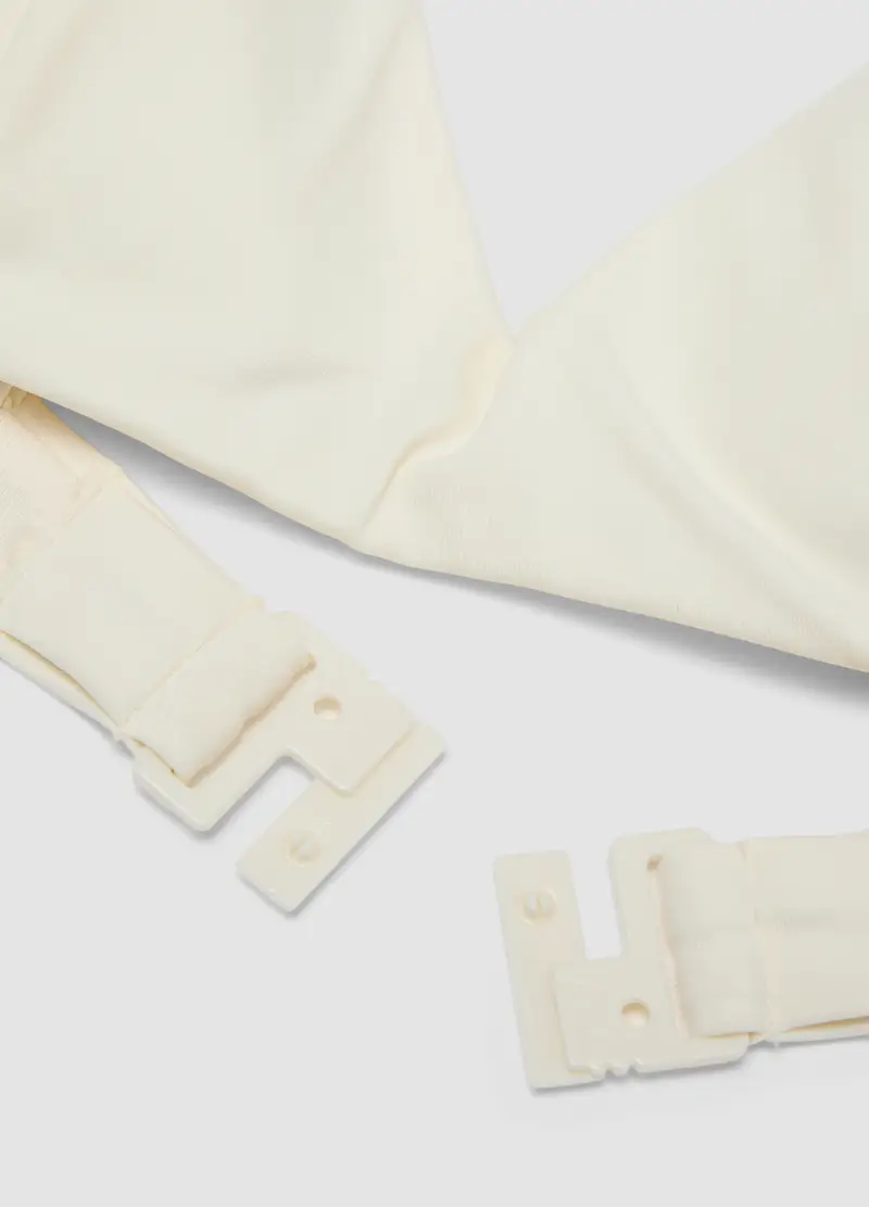 Top Bikini In Tessuto Elasticizzato Bianco Con Bretelle Decorate, Donna, Bianco miniatura 2