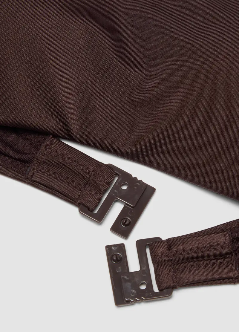 Top Da Bagno Elasticizzato Marrone Con Spalline, Donna, Marrone miniatura 2