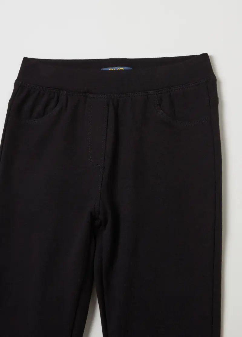 Treggings Flare Fit In Cotone Stretch, Bambina, Nero miniatura 3