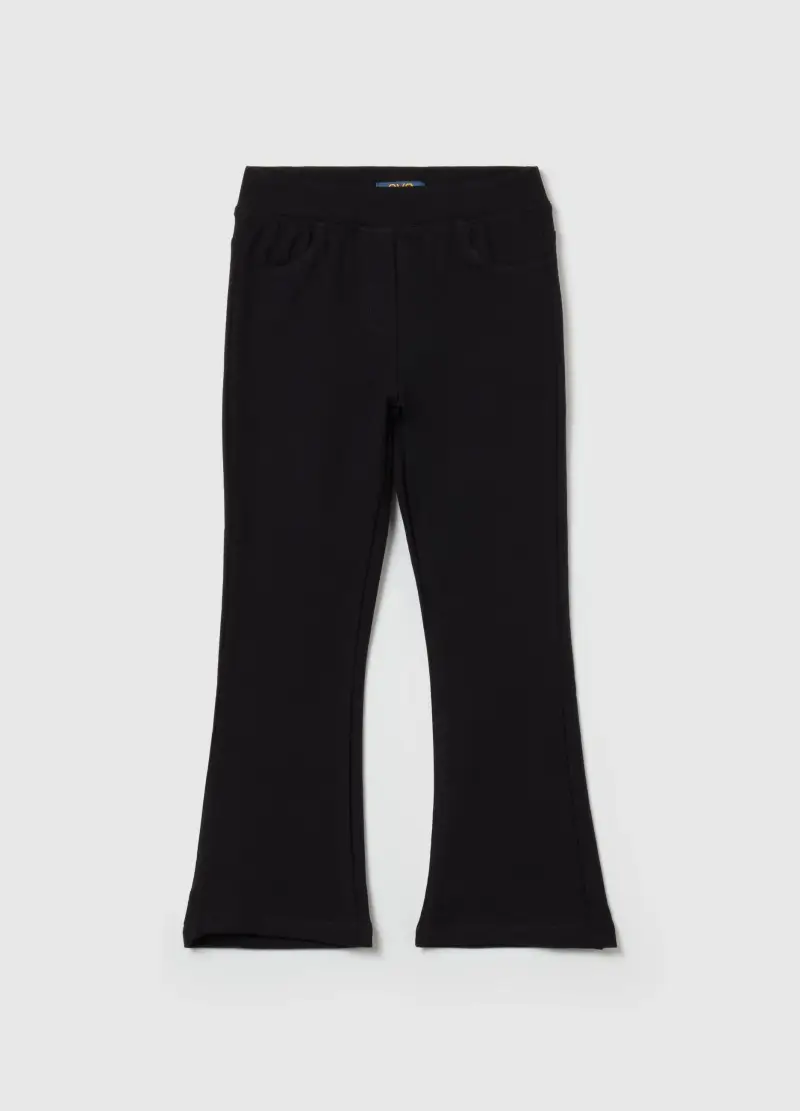 Treggings Flare Fit In Cotone Stretch, Bambina, Nero