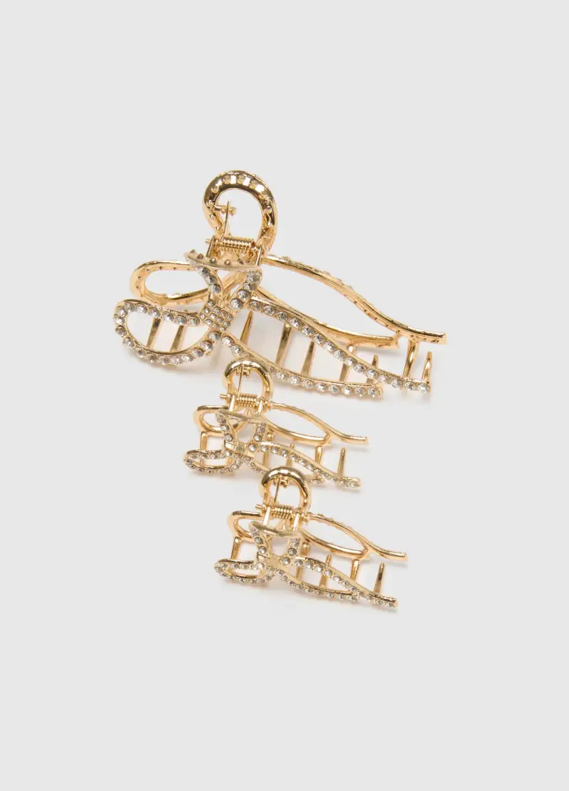 Tripack Accessori Per Capelli Dorati Con Strass, Donna, Oro miniatura 2