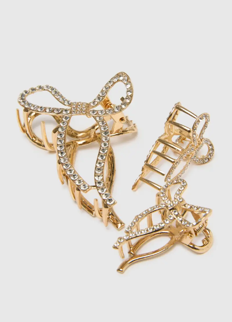 Tripack Accessori Per Capelli Dorati Con Strass, Donna, Oro miniatura 3