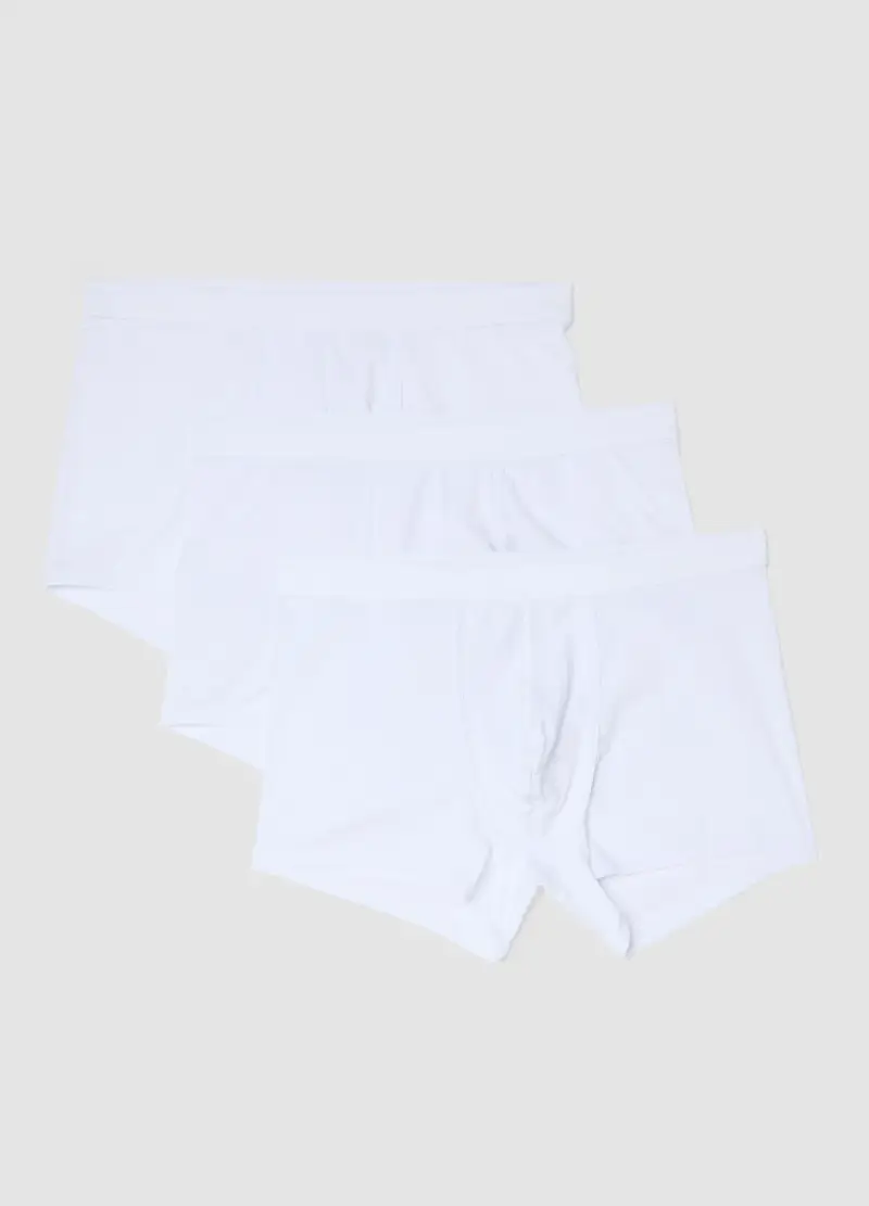 Tripack Boxer In Cotone Elasticizzato Bianco Regular Fit, Uomo, Bianco