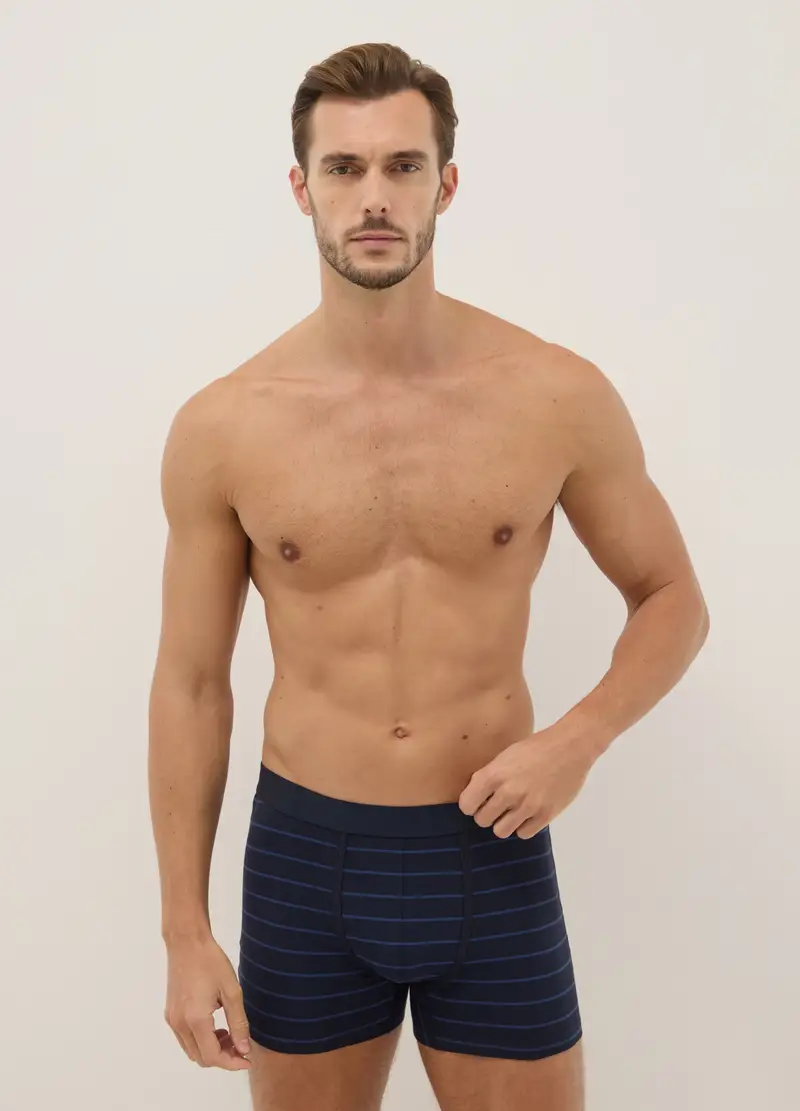 Tripack Boxer In Cotone Elasticizzato Blu Regular Fit, Uomo, Blu