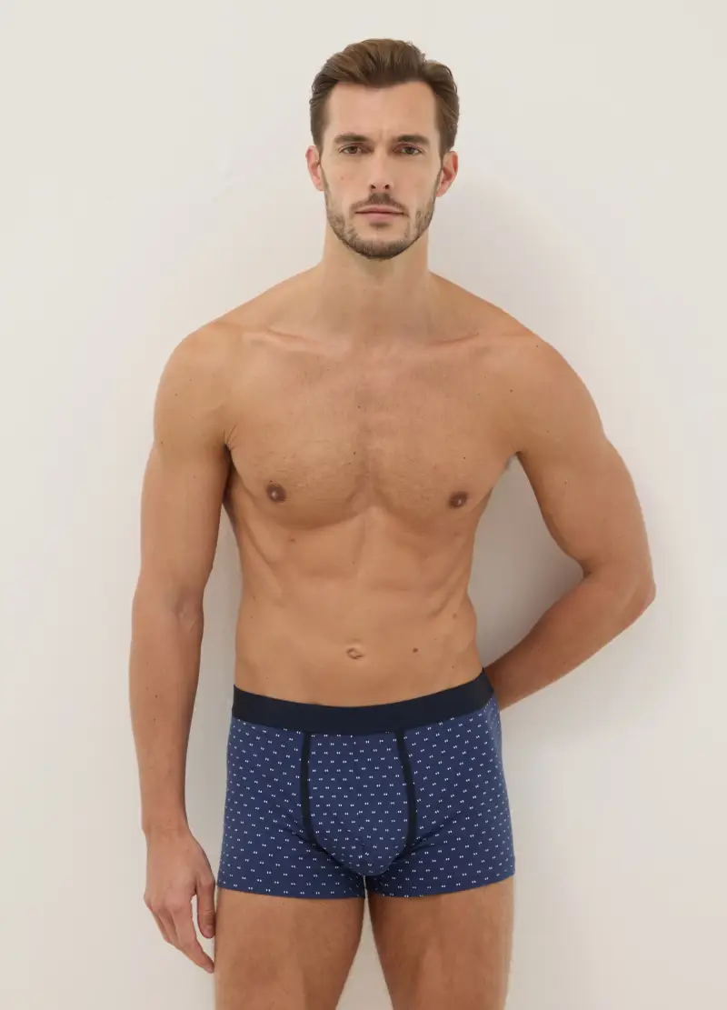 Tripack Boxer In Cotone Elasticizzato Blu Regular Fit, Uomo, Blu