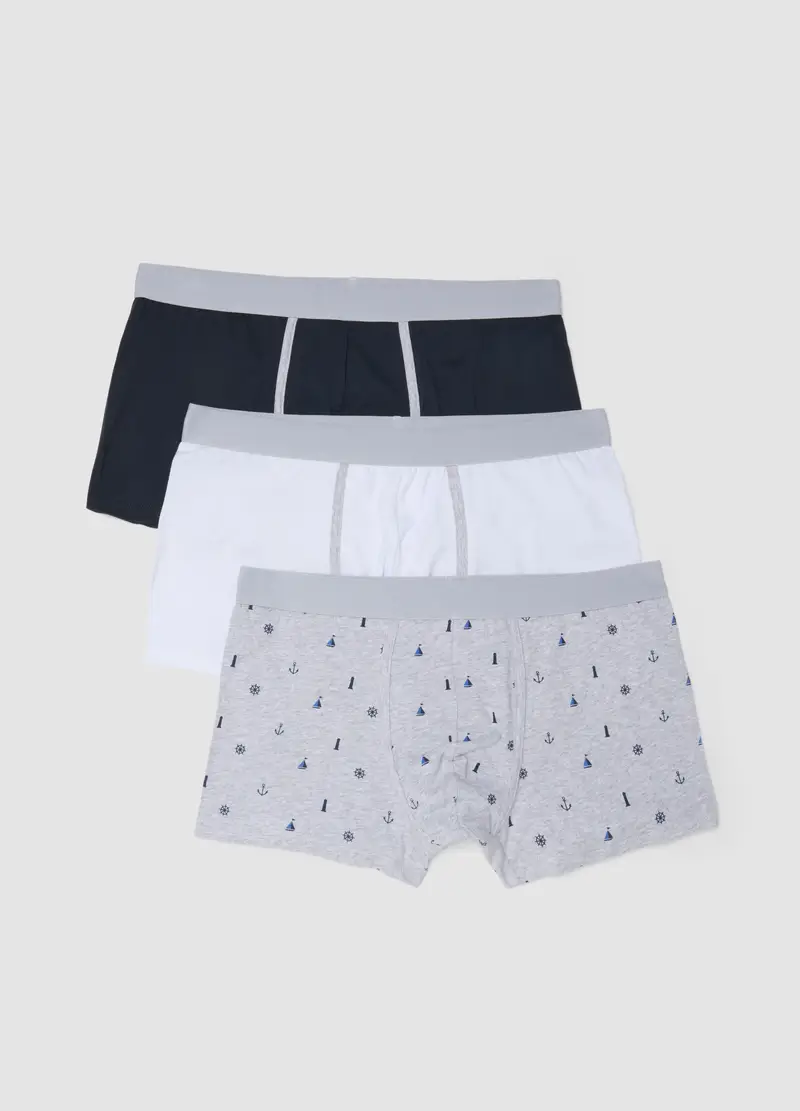 Tripack Boxer In Cotone Elasticizzato Multicolor Regular Fit, Uomo, Multicolor