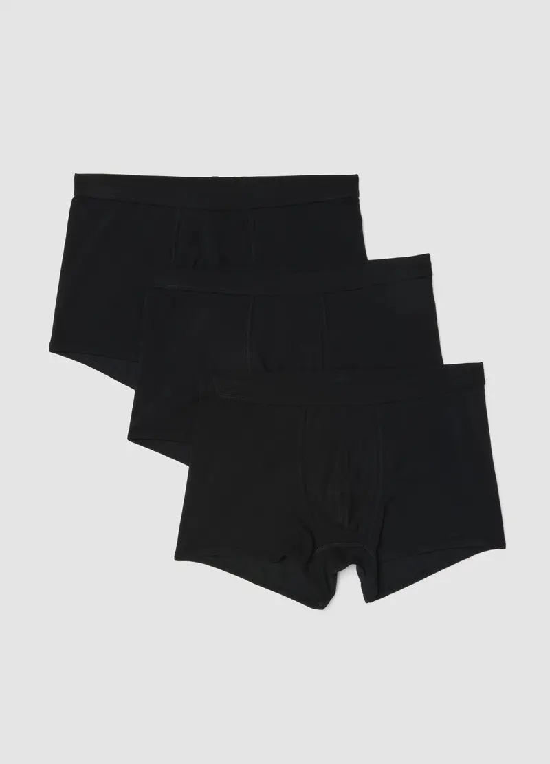 Tripack Boxer In Cotone Elasticizzato Nero Regular Fit, Uomo, Nero