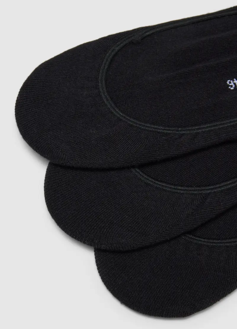 Tripack Calze Sportive Alla Caviglia In Misto Cotone Nero, Uomo, Nero miniatura 2