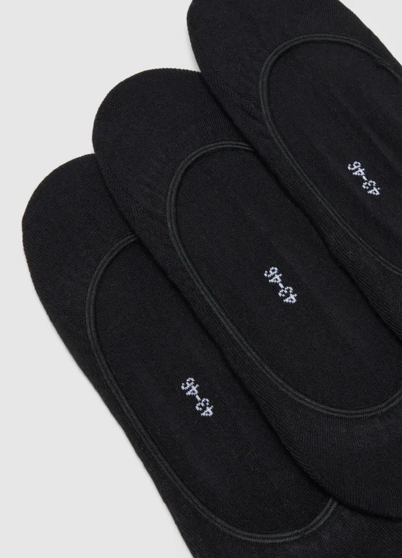 Tripack Calze Sportive Alla Caviglia In Misto Cotone Nero, Uomo, Nero miniatura 3