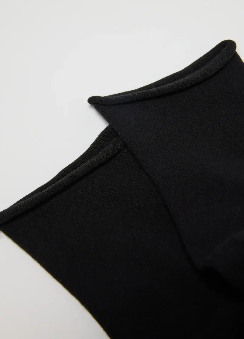 Tripack Calzini Corti Neri In Misto Cotone Vestibilità Aderente, Donna, Nero miniatura 3