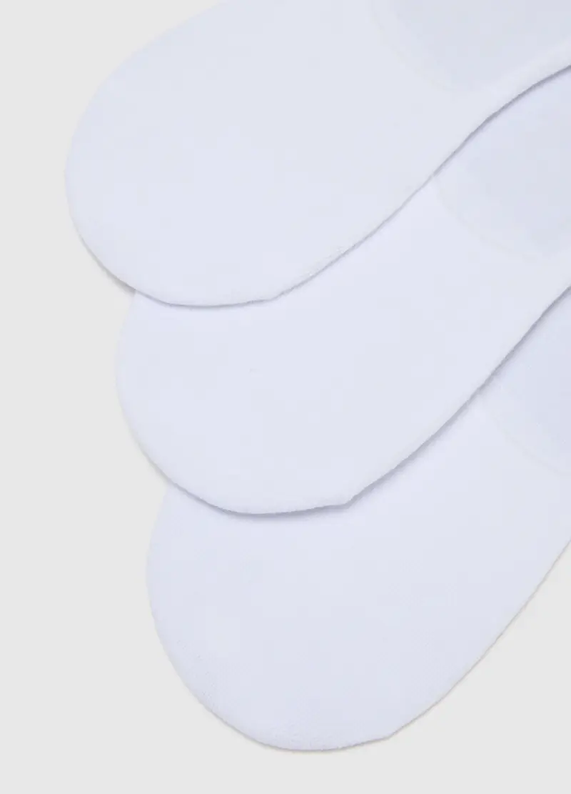 Tripack Calzini Invisibili Bianchi In Misto Cotone Elasticizzato, Donna, Bianco miniatura 2