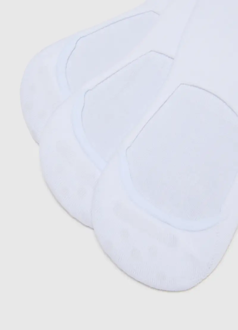 Tripack Calzini Invisibili Bianchi In Misto Cotone Elasticizzato, Donna, Bianco miniatura 3