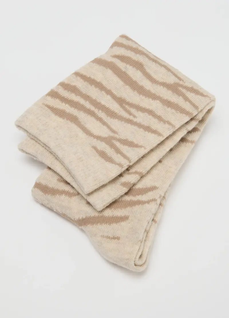 Tripack Calzini Multicolor Animalier E Tinta Unita, Donna, Beige miniatura 2