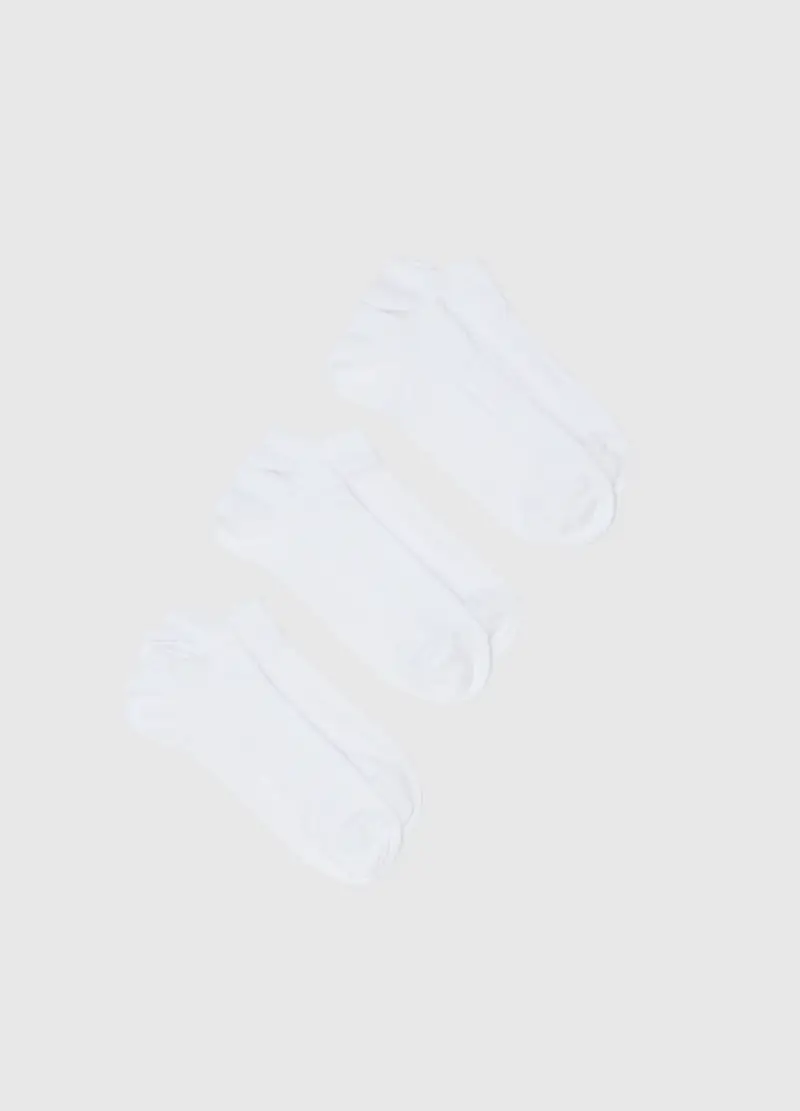 Tripack Calzini Sportivi Alla Caviglia Bianchi, Uomo, Bianco