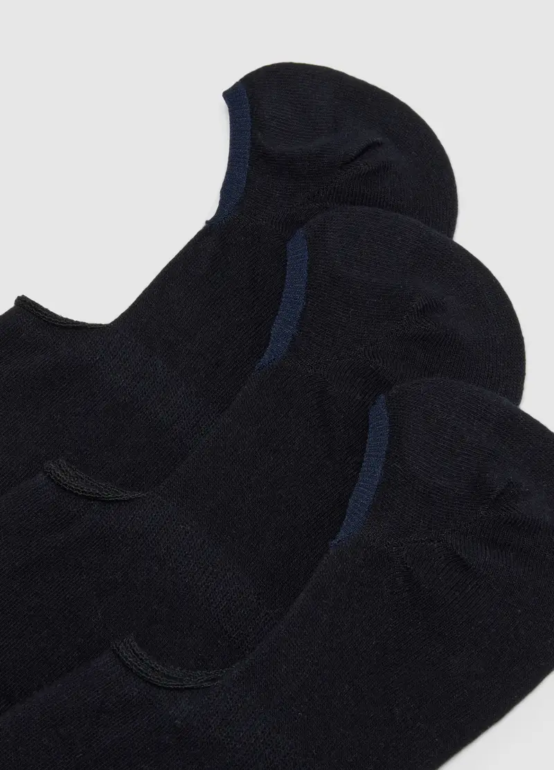 Tripack Calzini Sportivi In Misto Cotone Elasticizzato Blu, Uomo, Blu miniatura 3