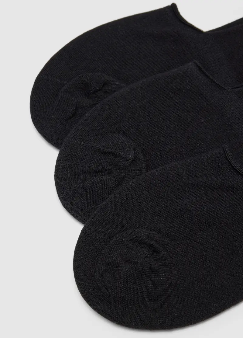 Tripack Calzini Sportivi In Misto Cotone Elasticizzato Nero, Uomo, Nero miniatura 3