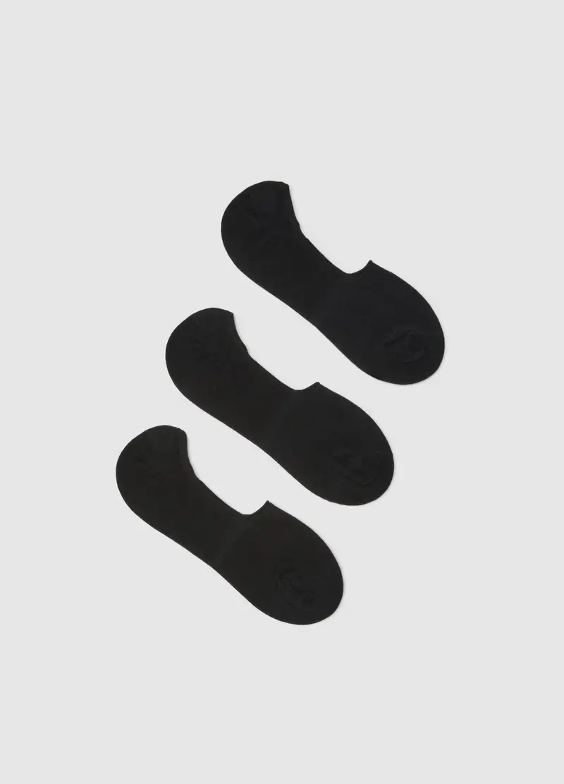Tripack Calzini Sportivi In Misto Cotone Elasticizzato Nero, Uomo, Nero
