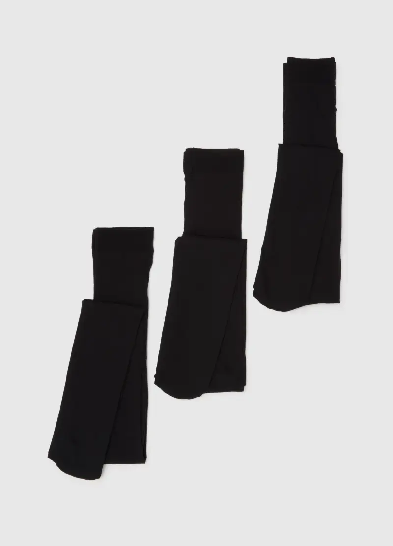 Tripack Collant Neri Elasticizzati, Donna, Nero miniatura 2