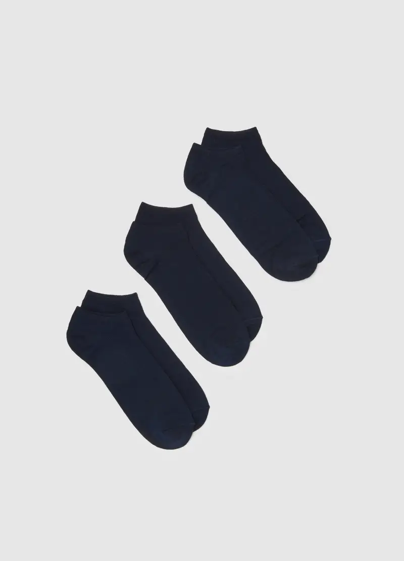 Tripack Di Calzini Blu In Misto Cotone, Uomo, Blu