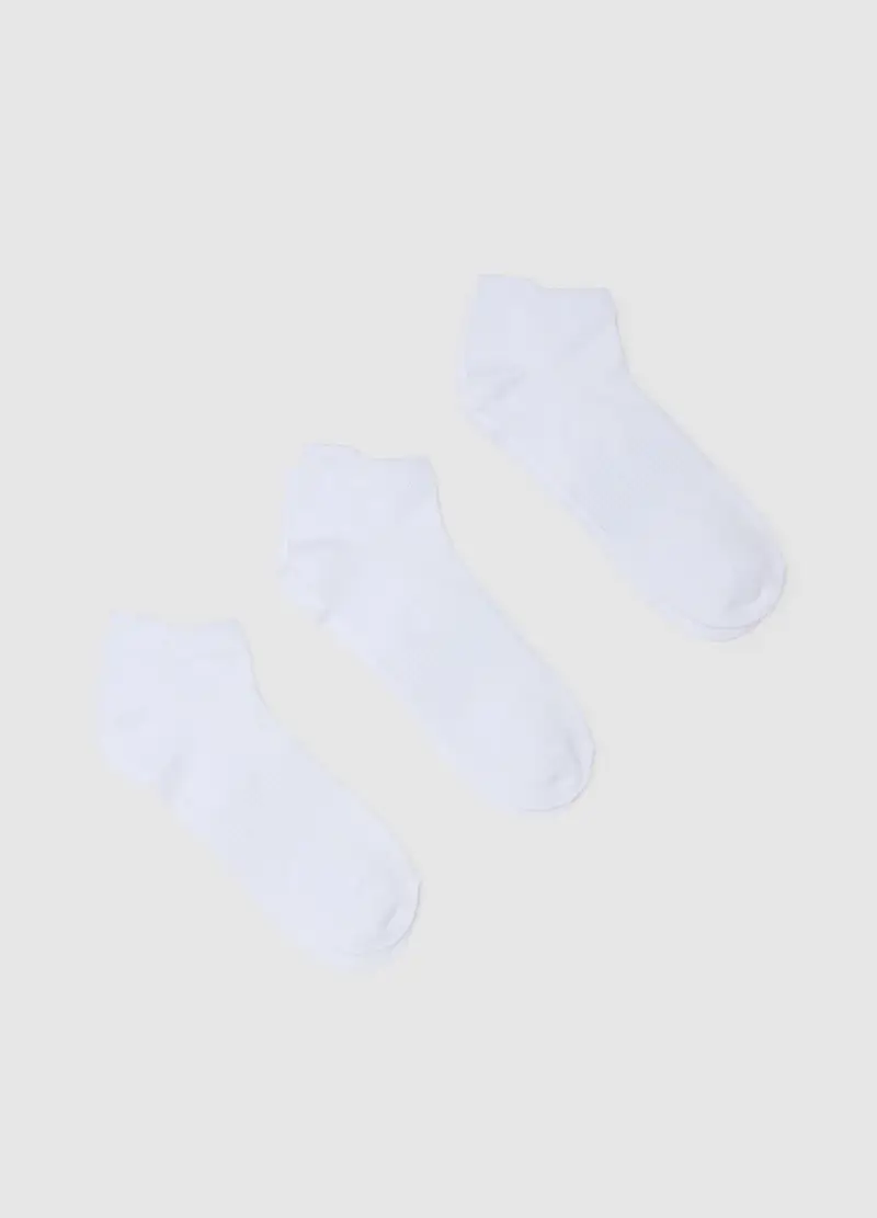 Tripack Di Calzini In Tessuto Elasticizzato Bianco, Uomo, Bianco