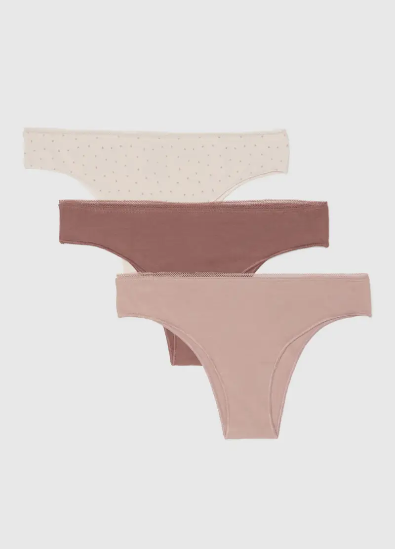 Tripack Mutande Rosa Elasticizzate, Donna, Bianco