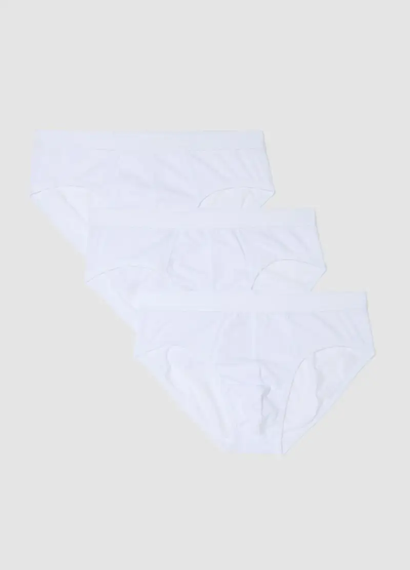 Tripack Slip In Cotone Elasticizzato Bianco Regular Fit, Uomo, Bianco