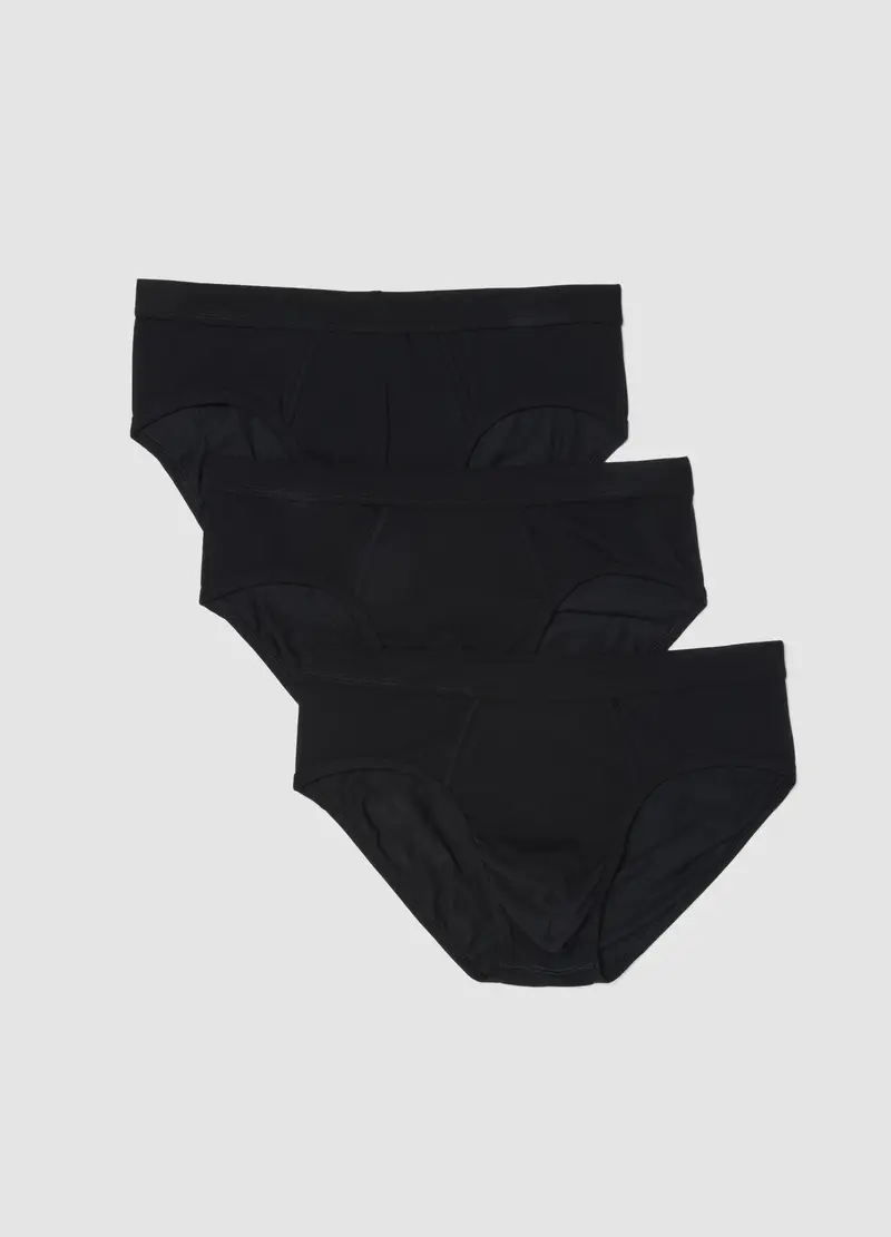 Tripack Slip In Cotone Elasticizzato Nero Regular Fit, Uomo, Nero