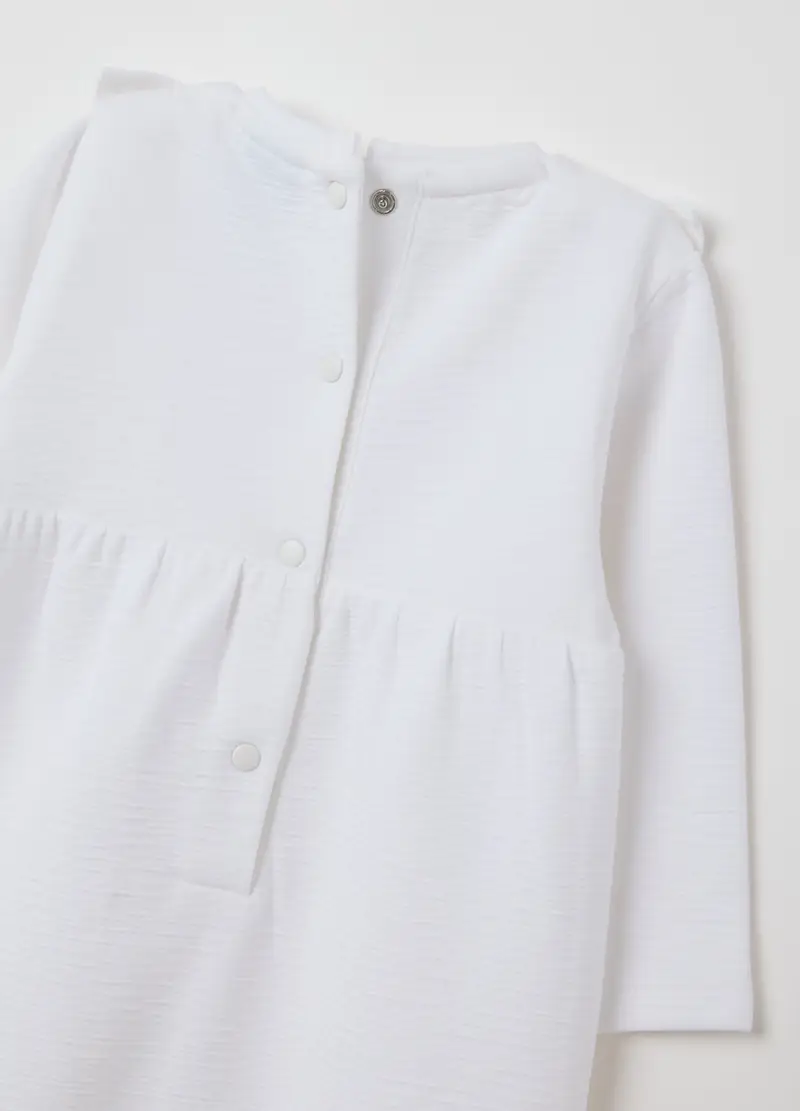 OVS, Tutina Da Bambina In Misto Cotone Bianca, Neonata, Bianco, Taglia: 0-1 miniatura 3