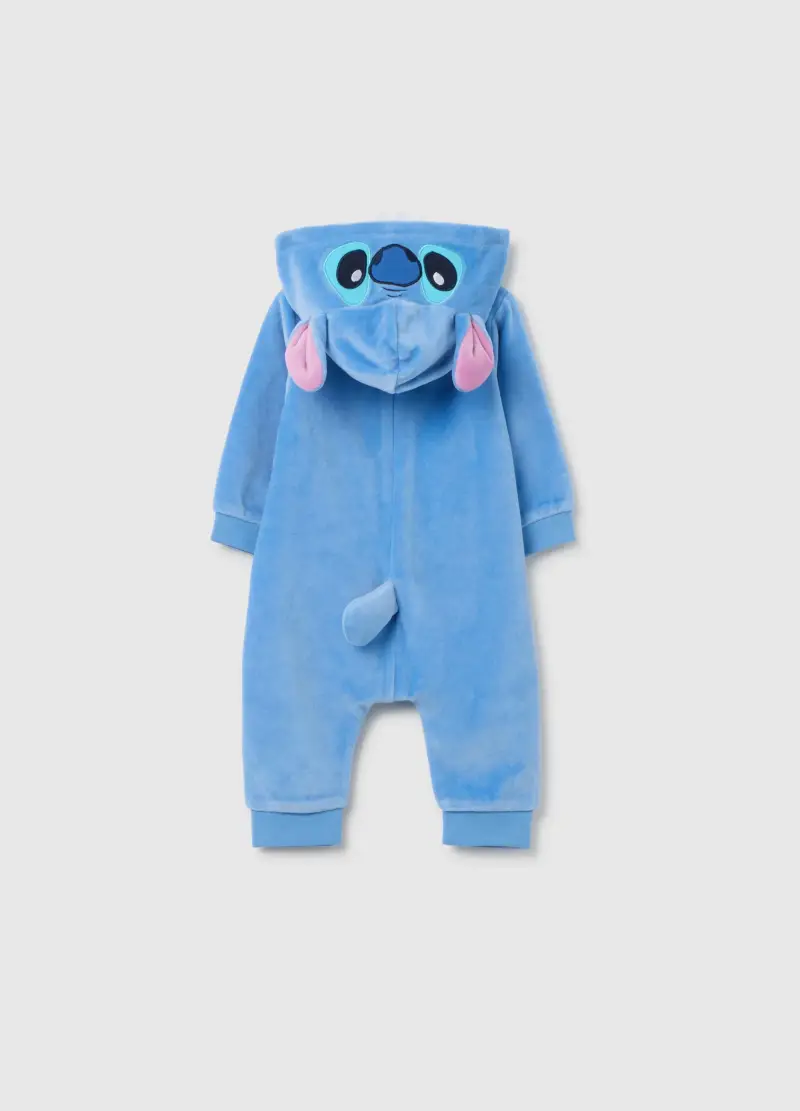 , Tutina Da Neonato In Misto Cotone Azzurra Con Cappuccio, Unisex, Azzurro miniatura 2