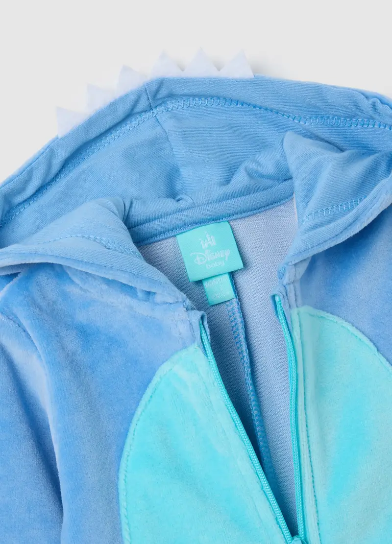 , Tutina Da Neonato In Misto Cotone Azzurra Con Cappuccio, Unisex, Azzurro miniatura 3