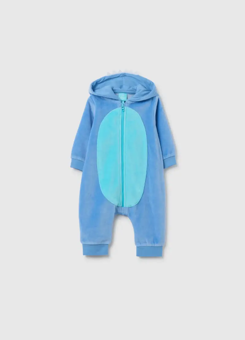 Tutina Da Neonato In Misto Cotone Azzurra Con Cappuccio, Unisex, Azzurro