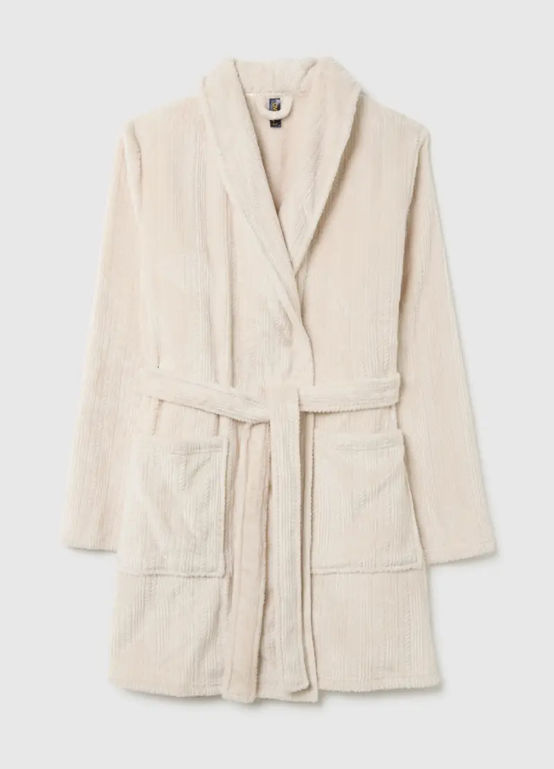 Vestaglia Beige Con Cintura E Tasche, Donna, Beige