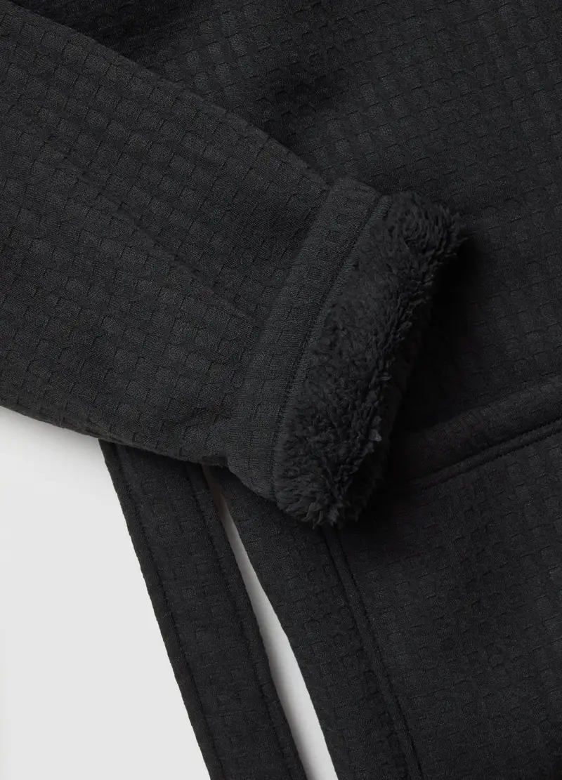 Vestaglia Con Microquadri Nera Con Cappuccio E Cintura, Uomo, Nero miniatura 2