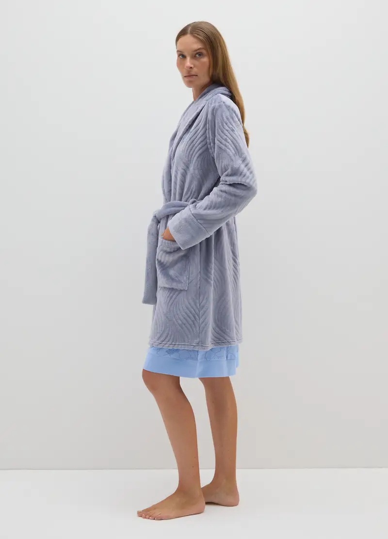 Vestaglia Grigia Con Cintura, Donna, Grigio miniatura 2