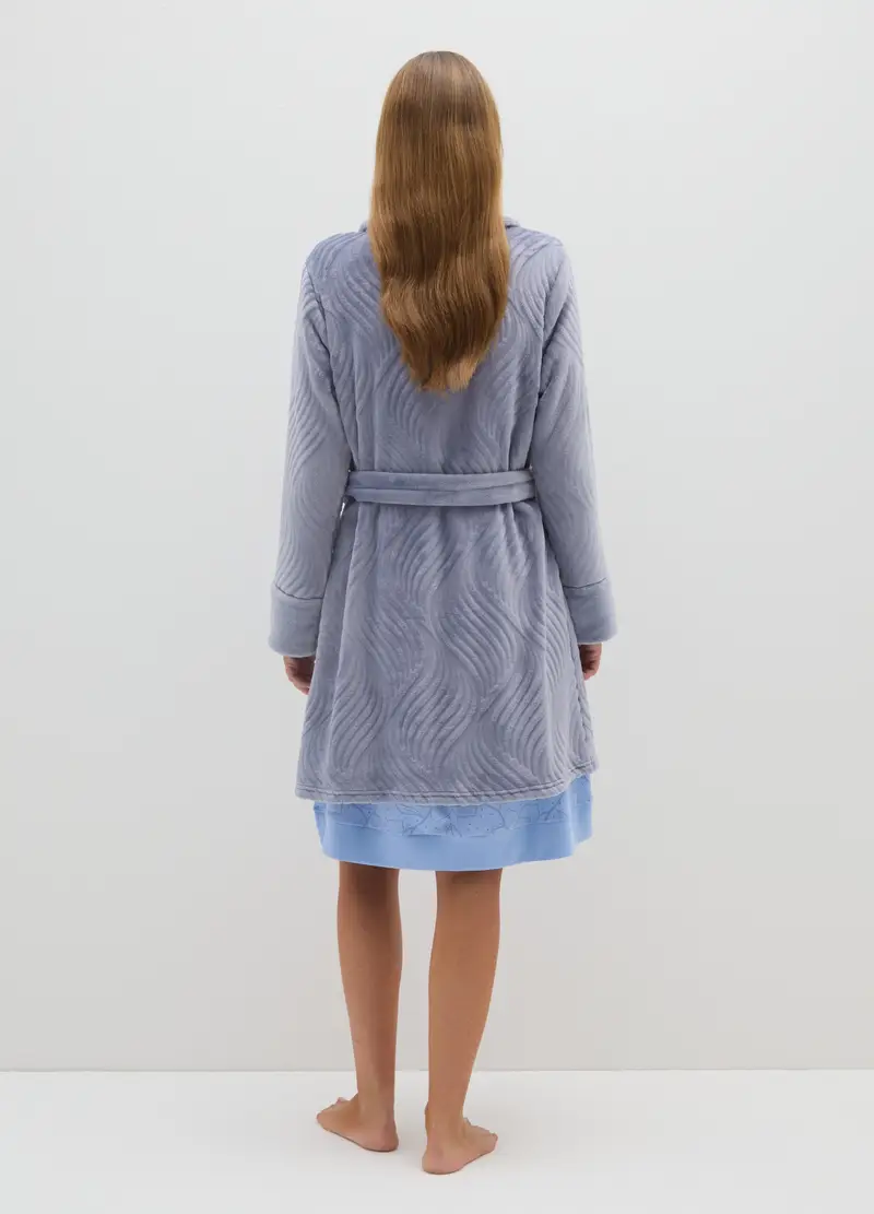 Vestaglia Grigia Con Cintura, Donna, Grigio miniatura 3