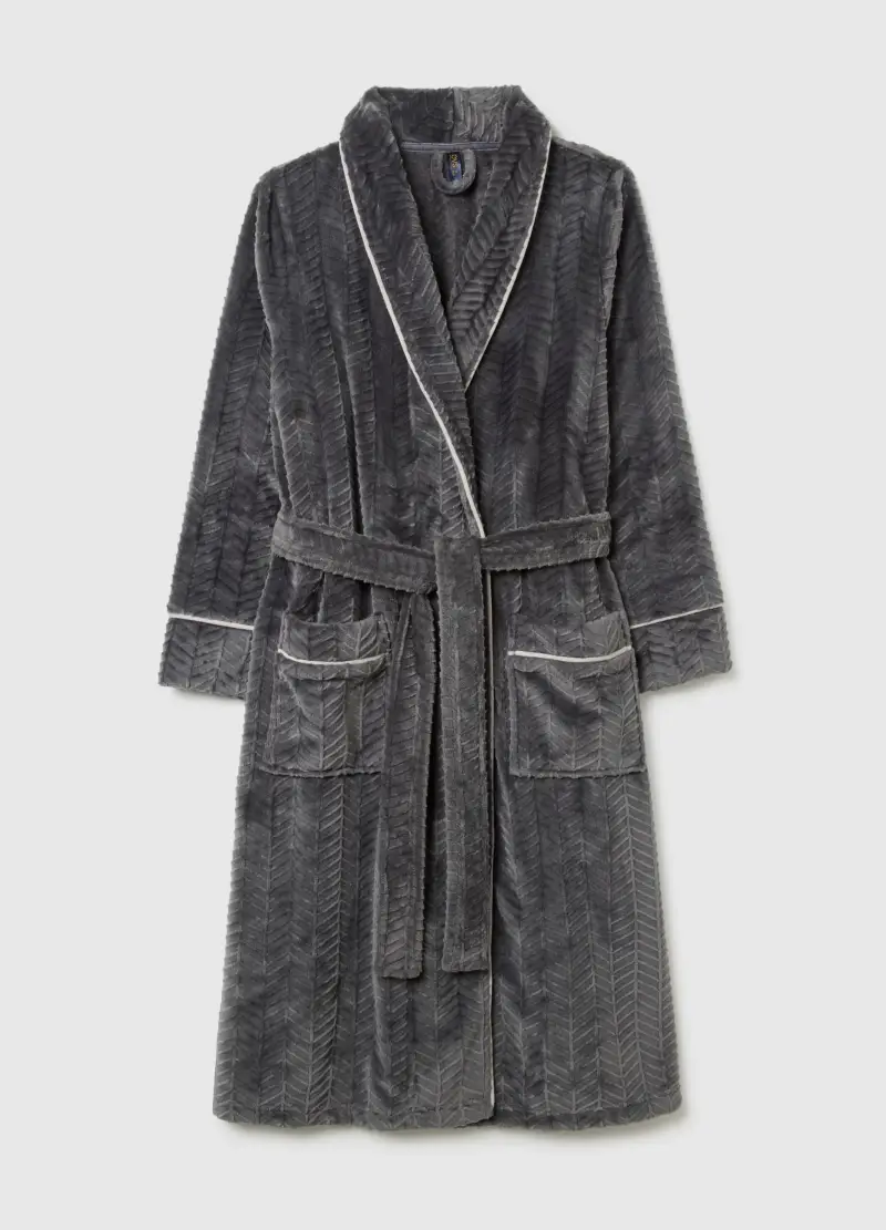 Vestaglia Grigia Con Cintura, Donna, Grigio