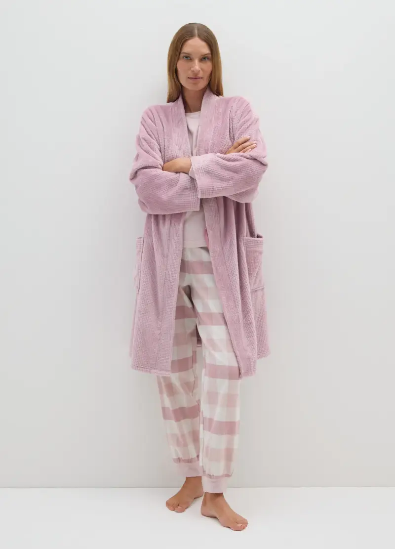 Vestaglia Rosa Con Tasche E Cintura In Vita, Donna, Rosa