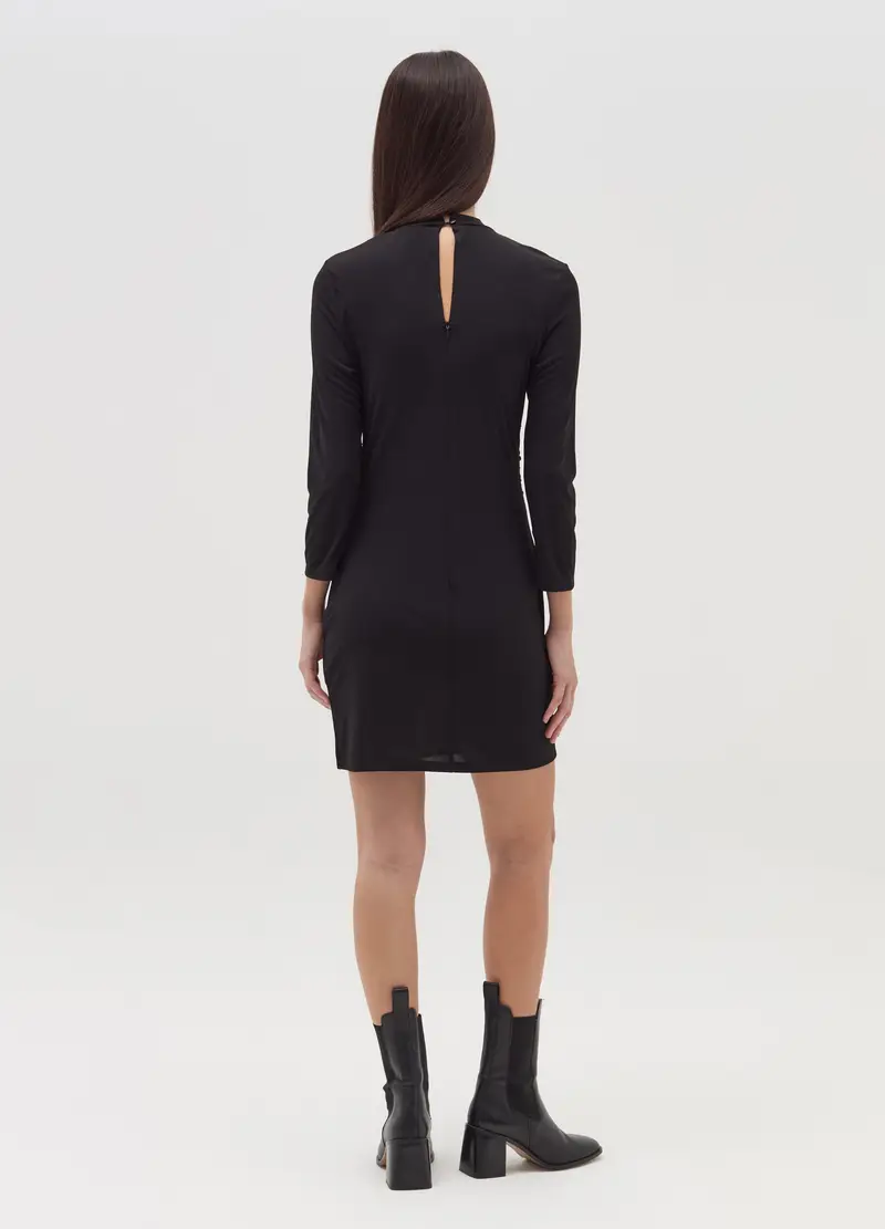 Vestito Corto Con Arricciatura, Donna, Nero miniatura 3