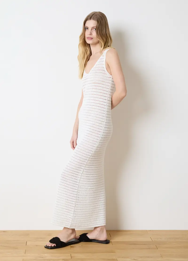 OVS, Vestito Lungo Smanicato Crochet, Donna, Bianco, Taglia: S miniatura 2