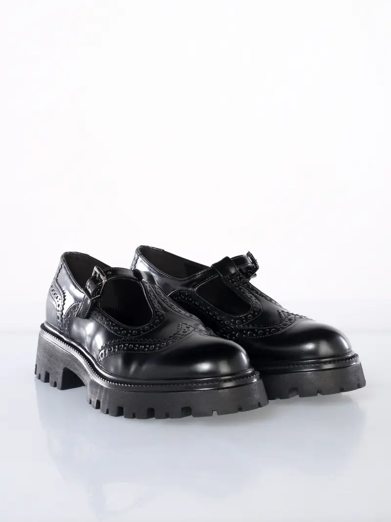 mocassino da donna Ovye con cinturino e decori NERO miniatura 2