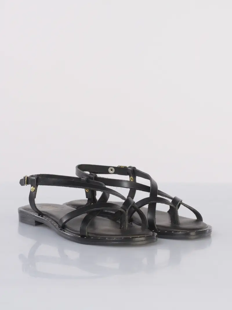 sandalo da donna Ovye in vera pelle infradito NERO miniatura 2