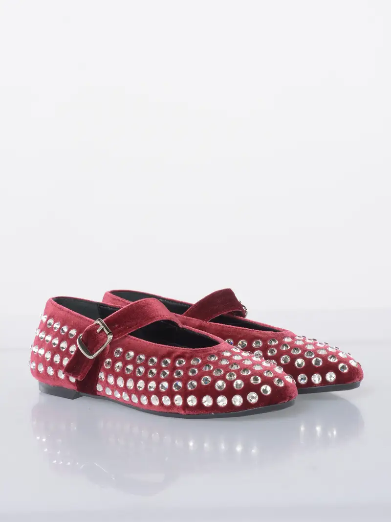 scarpa da donna Ovye mary jane in velluto con strass Rosso miniatura 2