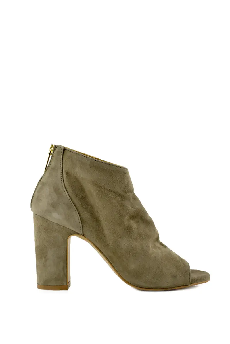 Tronchetto donna in pelle scamosciata aperto beige scuro Grigio